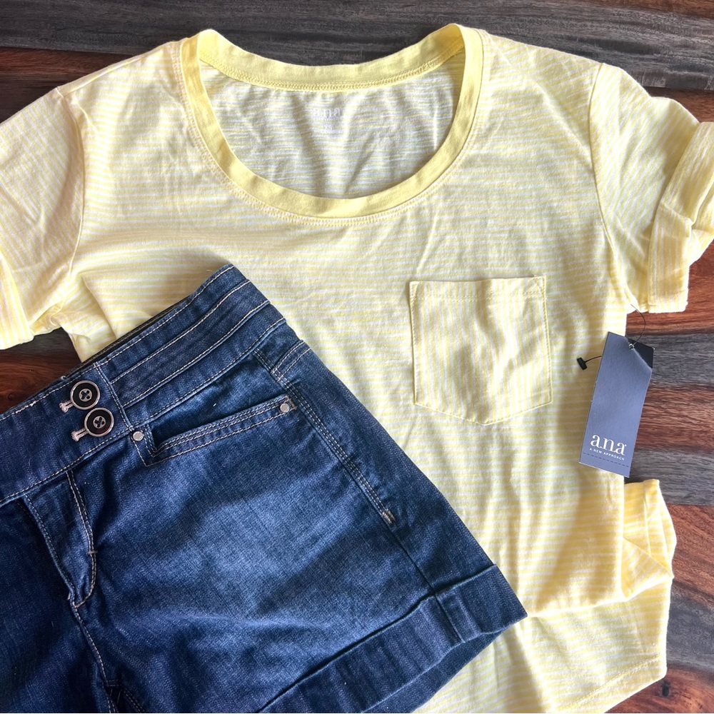 a.n.a Yellow Striped T-Shirt